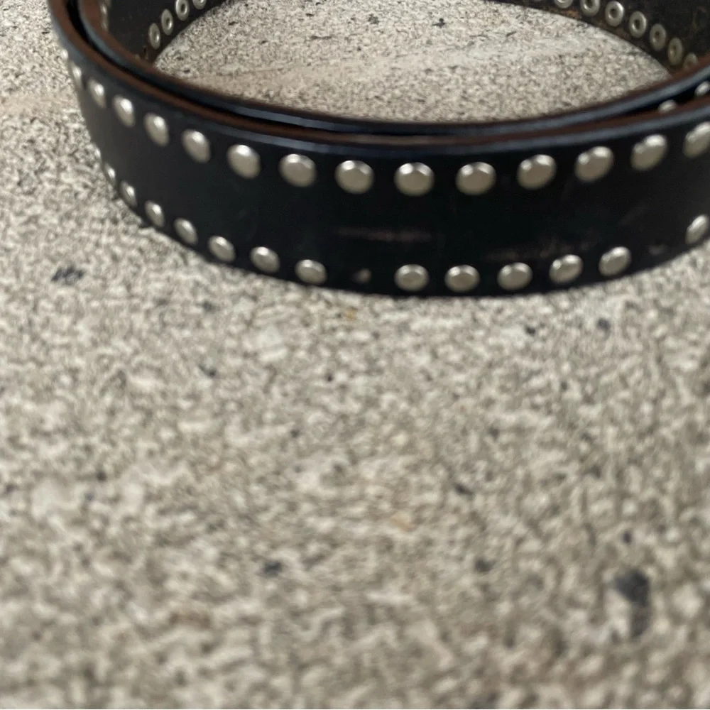 Harley-Davidson Black Leather Belt with Silver Studded Buckle Sz 36